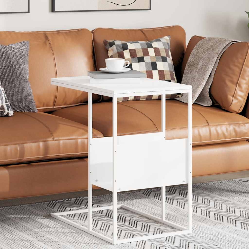 vidaXL Masă laterală, alb, 55x36x59,5 cm, lemn compozit