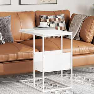 Stranska mizica bela 55x36x59,5 cm inženirski les