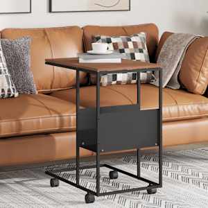 Stranska mizica s kolesi črna 55x36x63,5 cm inženirski les