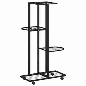 vidaXL 4 tasandiga lillealus ratastel 44x23x80 cm must raud