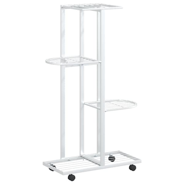vidaXL 4 tasandiga lillealus ratastel, 44 x 23 x 80 cm, valge raud