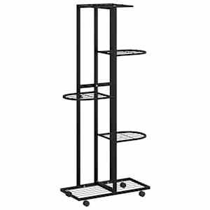vidaXL 5 tasandiga lillealus ratastel 44x23x100 cm must raud