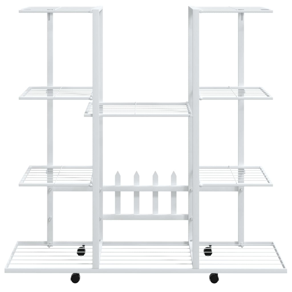 vidaXL Suport pentru flori cu roți, 94,5x24,5x91,5 cm, alb, fier