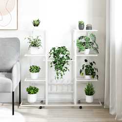 VidaXL Portafiori Con Ruote 83x25x83,5 Cm – Scaffale In Ferro Nero Per Piante, Libreria O Storage