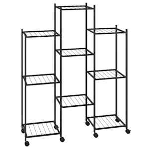 vidaXL lillealus ratastel, 83 x 25 x 103,5 cm, must, raud
