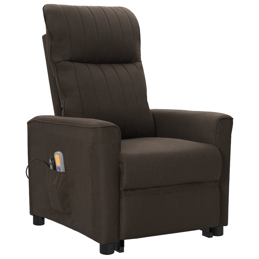 vidaXL Fauteuil de massage Marron foncé Tissu