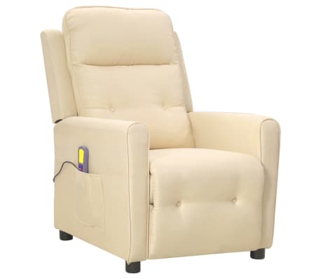 vidaXL Podnoszony fotel masujący, kremowa, tkanina