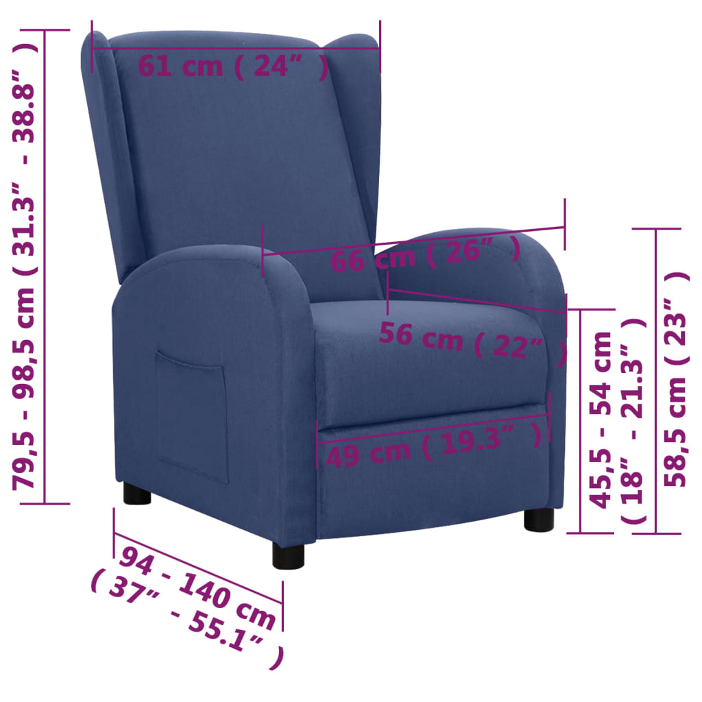 Fotoliu cu ridicare, albastru, material textil