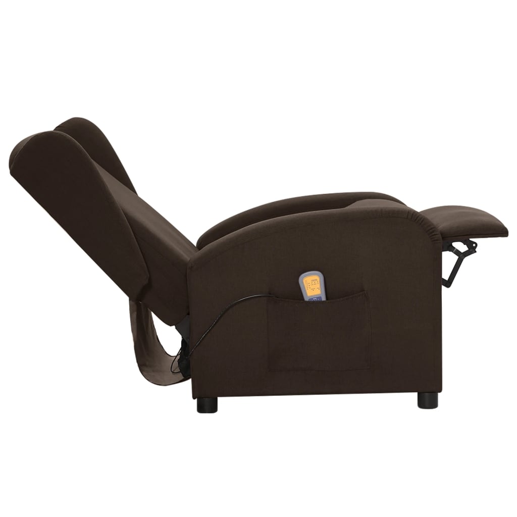 Atsistojantis masažinis krėslas, tamsiai rudas, audinys | Stepinfit.lt