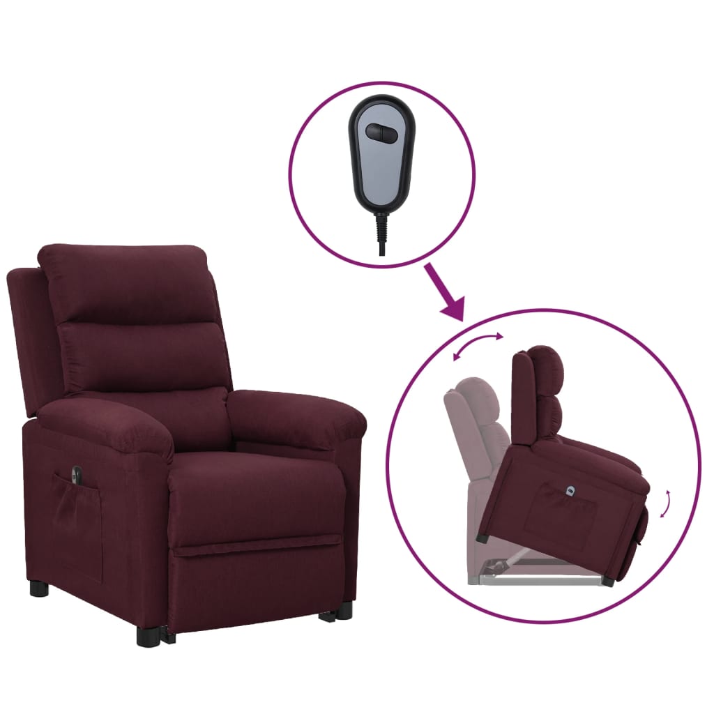 atpūtas krēsls, paceļams, atgāžams, violets audums | Stepinfit.lv