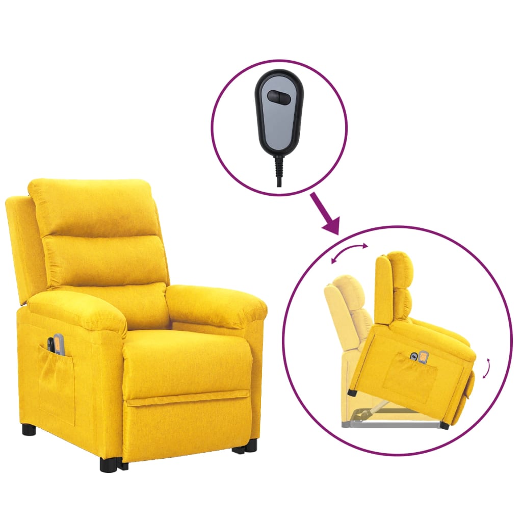 Atsistojantis atlošiamas krėslas, geltonos spalvos, audinys