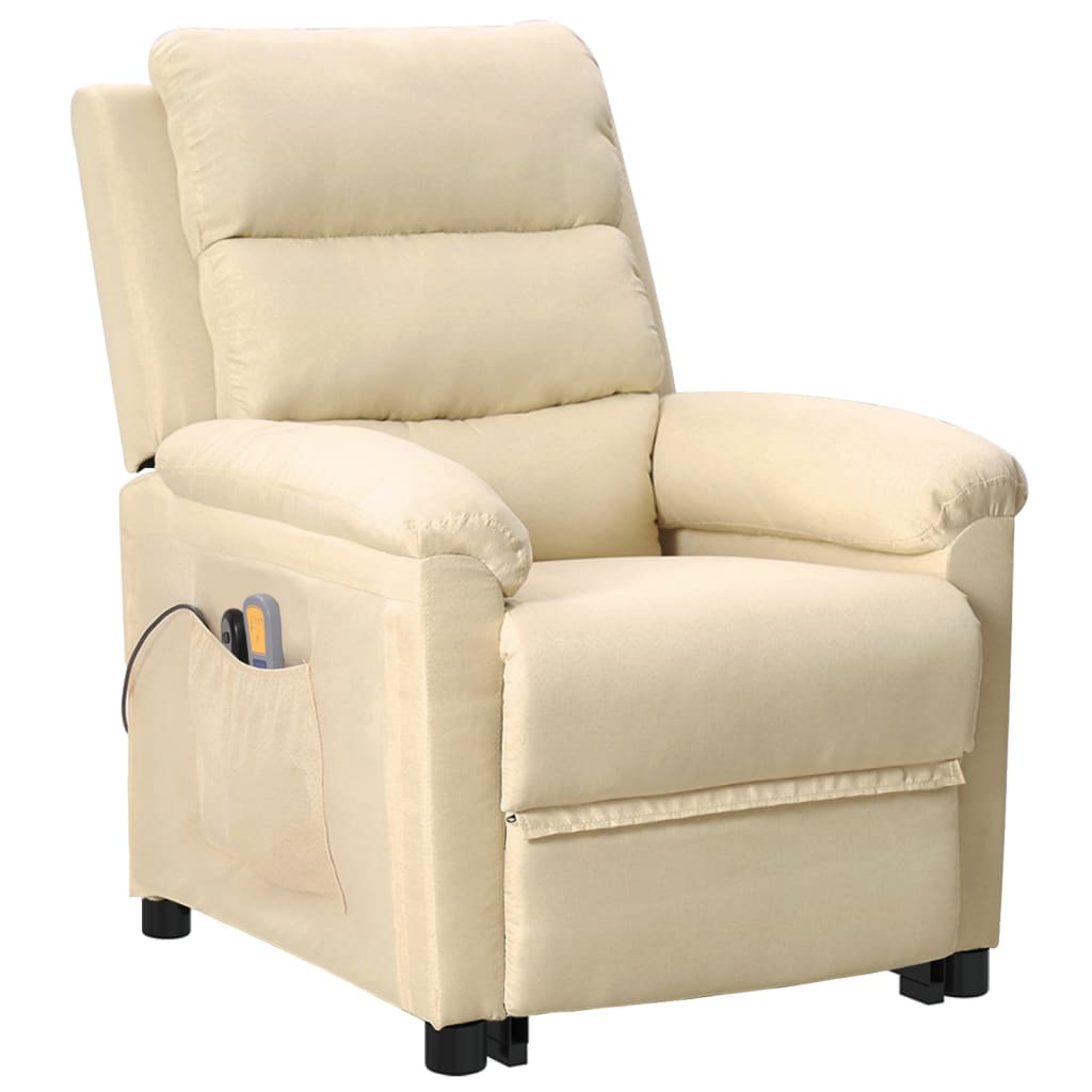 vidaXL Fauteuil de massage Crème Tissu