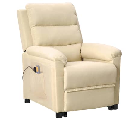 vidaXL Fauteuil de massage Crème Tissu