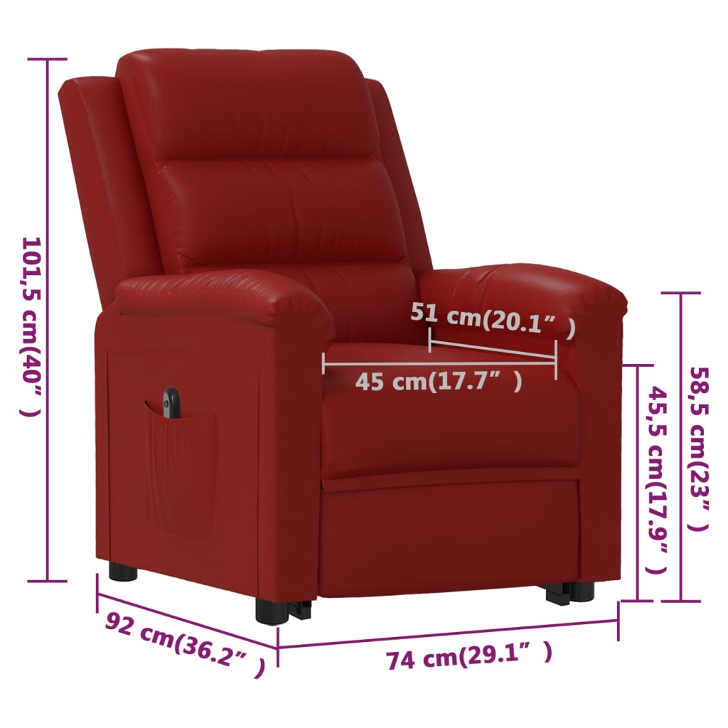 bordó műbőr felállást segítő fotel