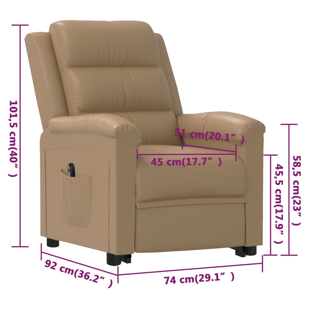 Fotoliu cu ridicare pe verticală, cappuccino, piele ecologică