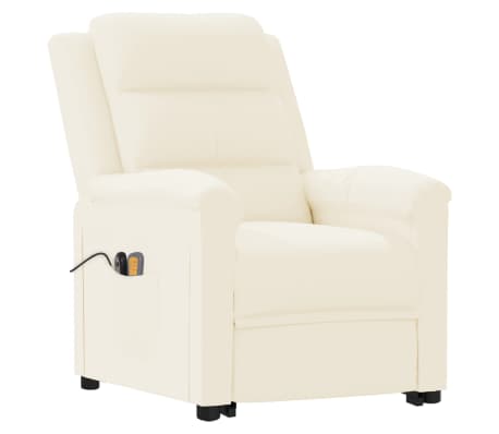 vidaXL Poltrona de massagens elevatória couro artificial cor creme