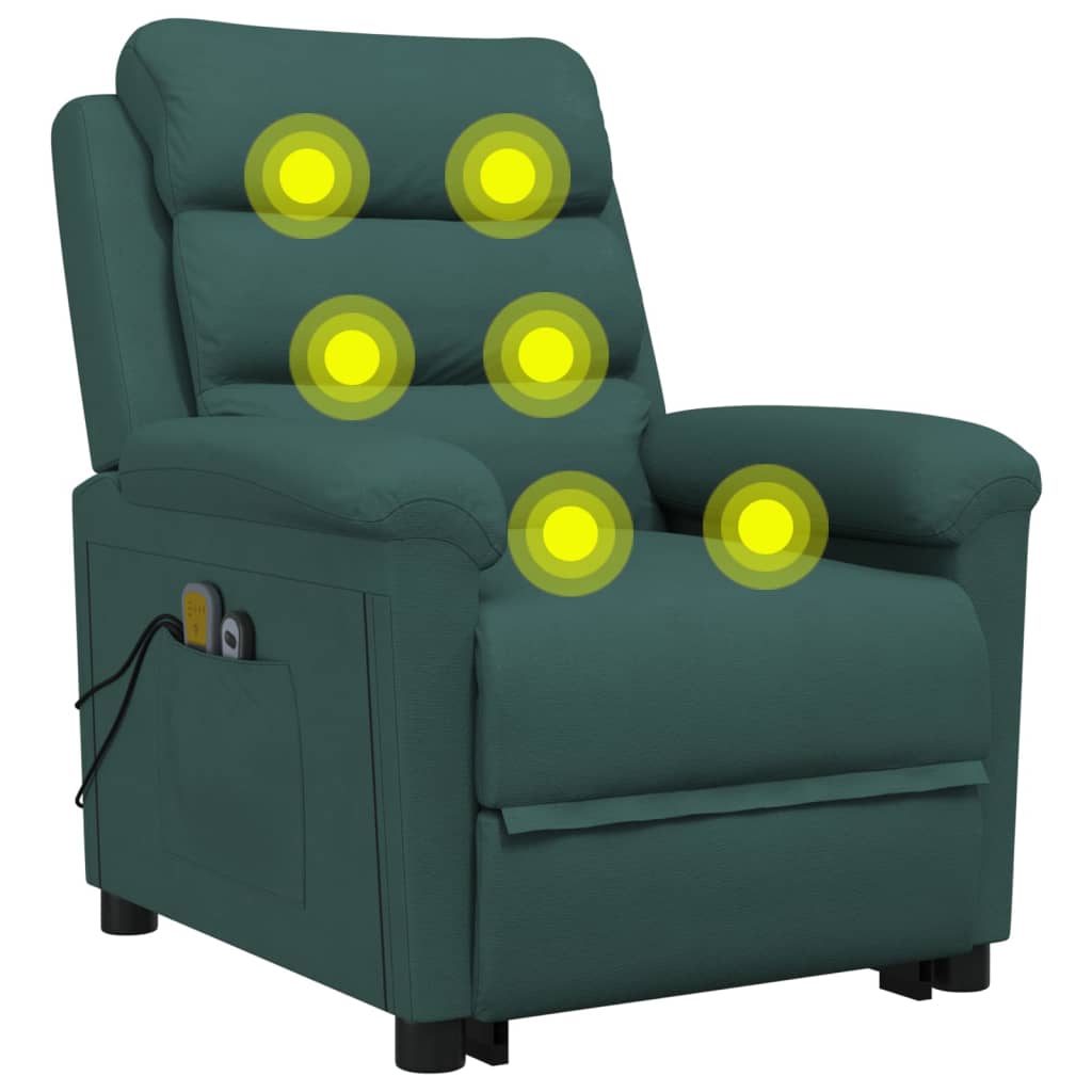 Изправящ масажен стол, тъмнозелен, кадифе