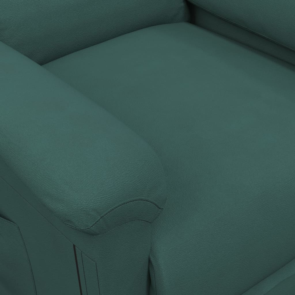 Изправящ масажен стол, тъмнозелен, кадифе