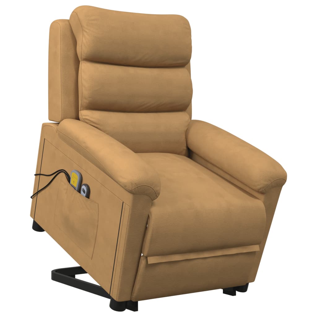 Fotoliu de masaj cu ridicare, maro, catifea