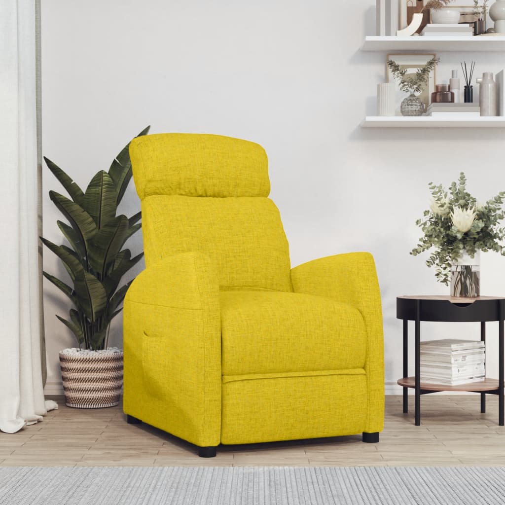 vidaXL Fauteuil inclinable électrique Jaune clair Tissu