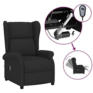 Elektrické polohovací křeslo ušák černé textil - obrázek 2