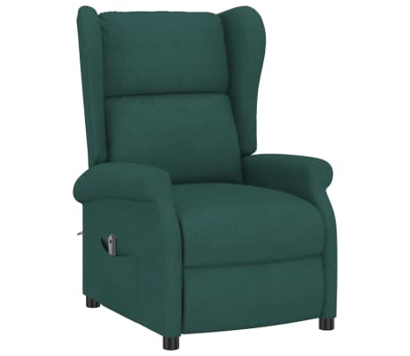 vidaXL Fauteuil inclinable &eacute;lectrique &agrave; oreilles vert fonc&eacute; tissu