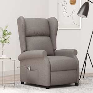 Elektrické polohovací křeslo ušák taupe textil - obrázek 1