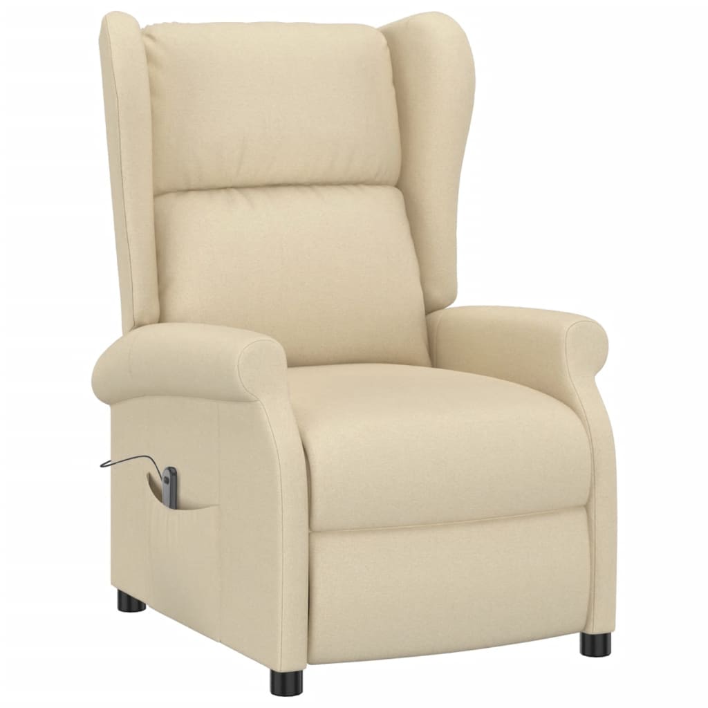 

vidaXL Fauteuil verstelbaar elektrisch stof crèmekleurig