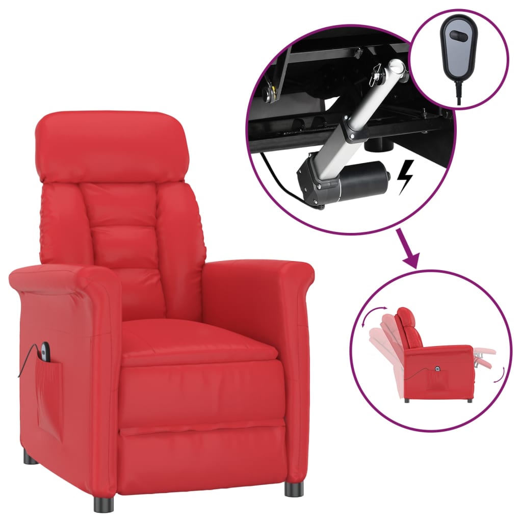 Elektrischer Sessel Verstellbar Rot Kunstleder