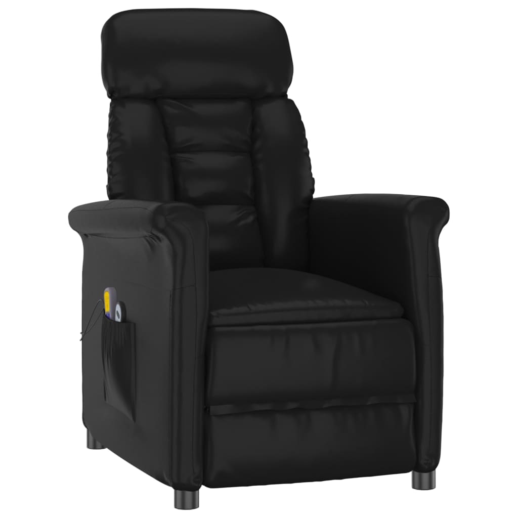 vidaXL Fauteuil électrique de massage Noir Similicuir