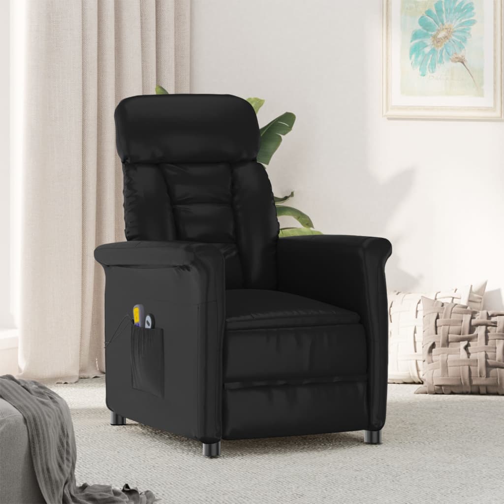 Fauteuil électrique de massage Noir Similicuir