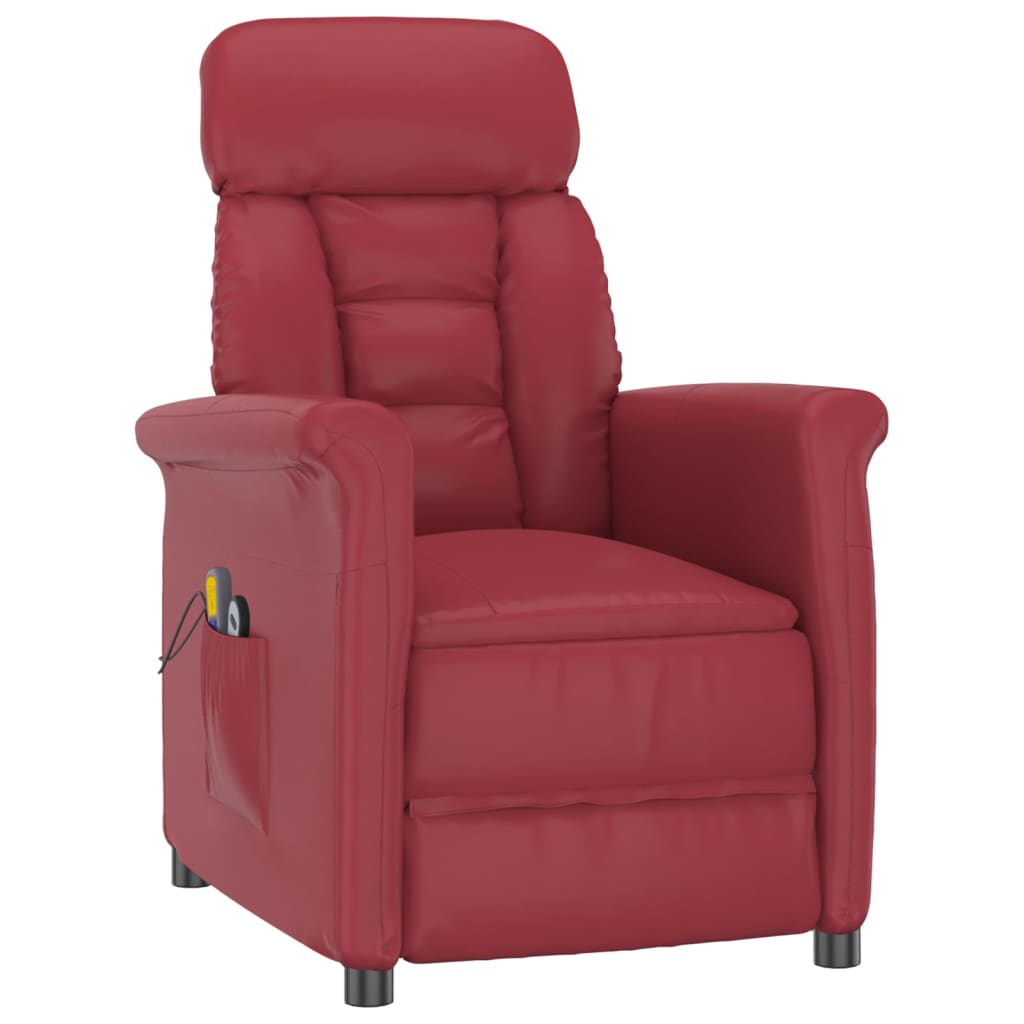 vidaXL Fauteuil de massage électrique Rouge bordeaux Similicuir