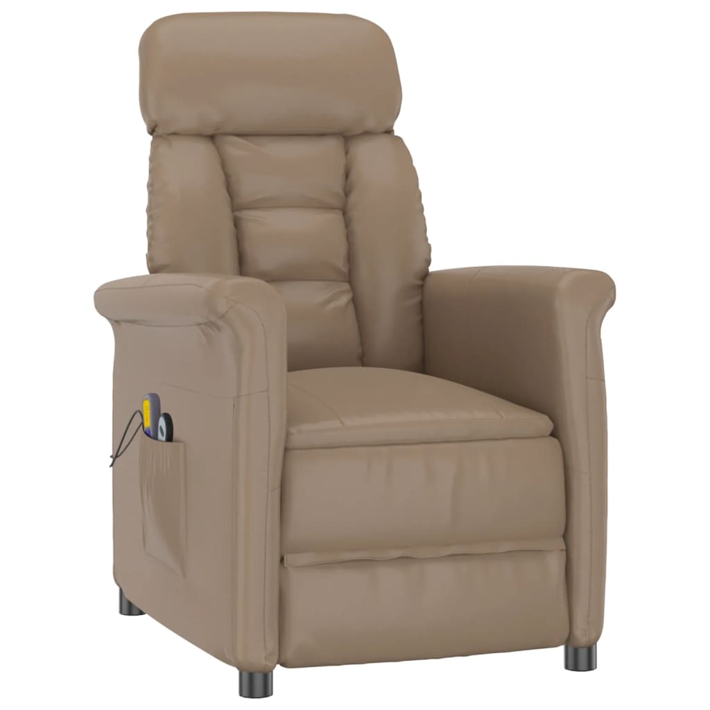 vidaXL Fauteuil de massage électrique Cappuccino Similicuir