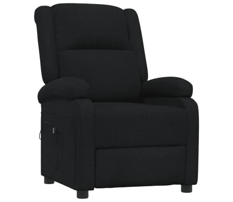 vidaXL elektrisks atpūtas krēsls, atgāžams, melns audums