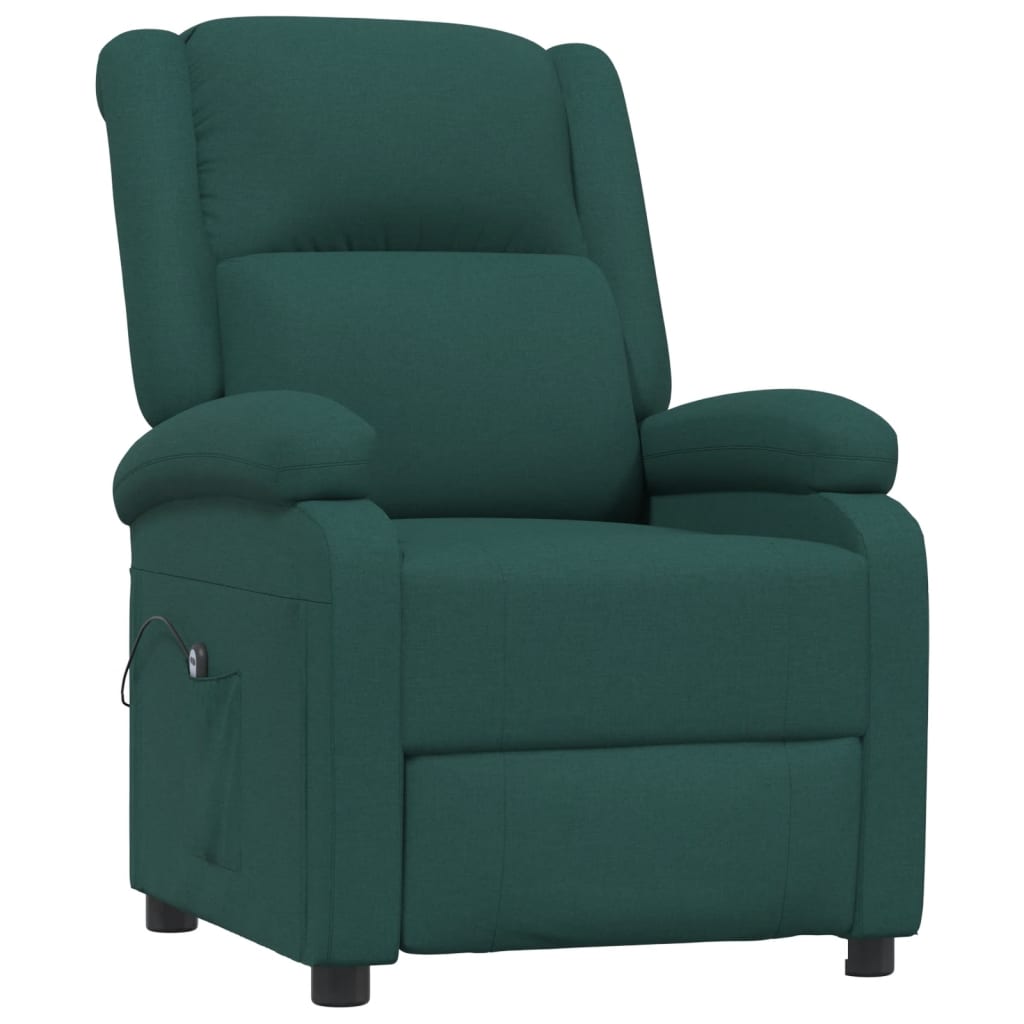 vidaXL Fauteuil inclinable électrique Vert foncé Tissu