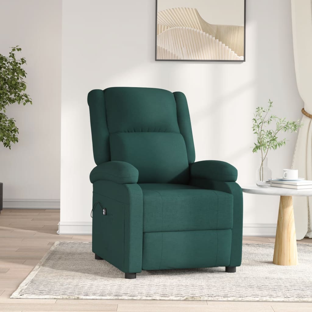 vidaXL Fotoliu rabatabil electric, verde închis, material textil