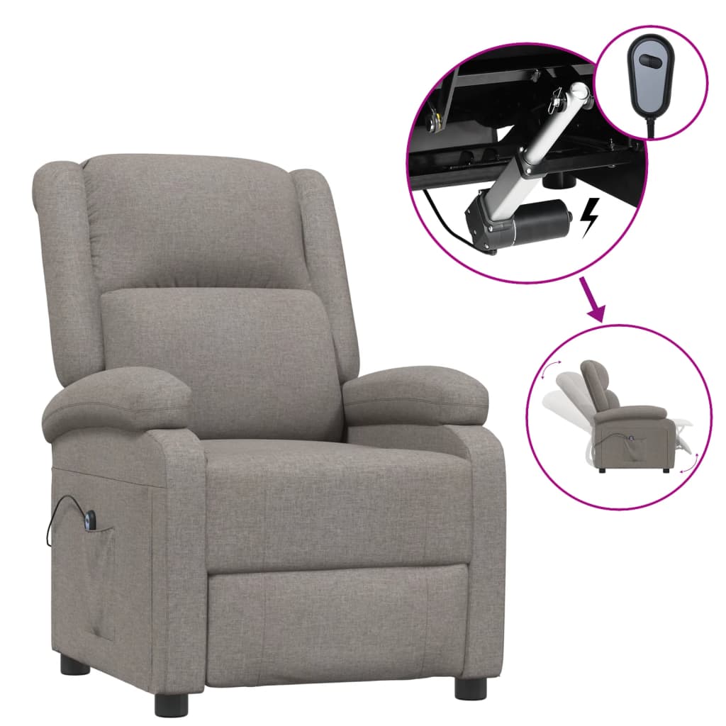 vidaXL Elektrické polohovací křeslo taupe textil