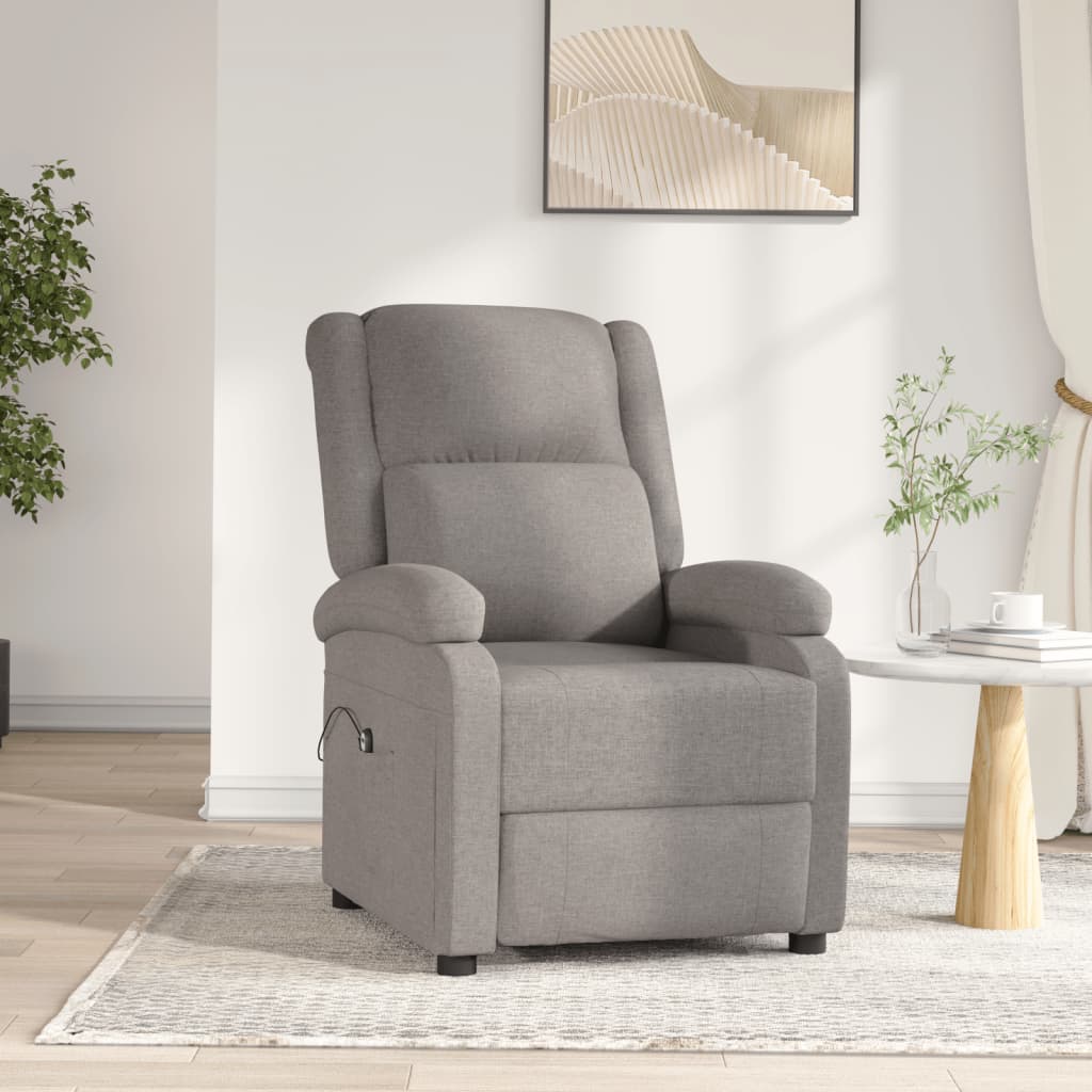 vidaXL Elektryczny fotel rozkadany, kolor taupe, obity tkanin
