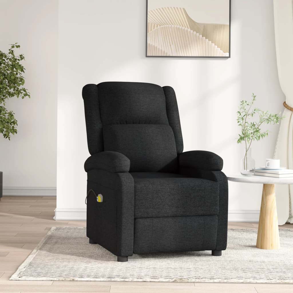 Fauteuil électrique de massage Noir Tissu