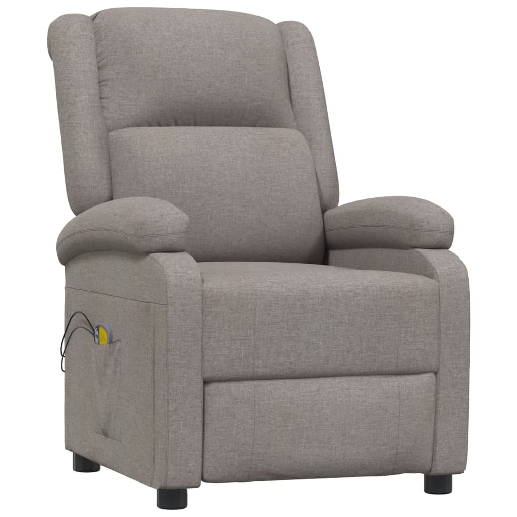 vidaXL Massagestoel elektrisch stof taupe
