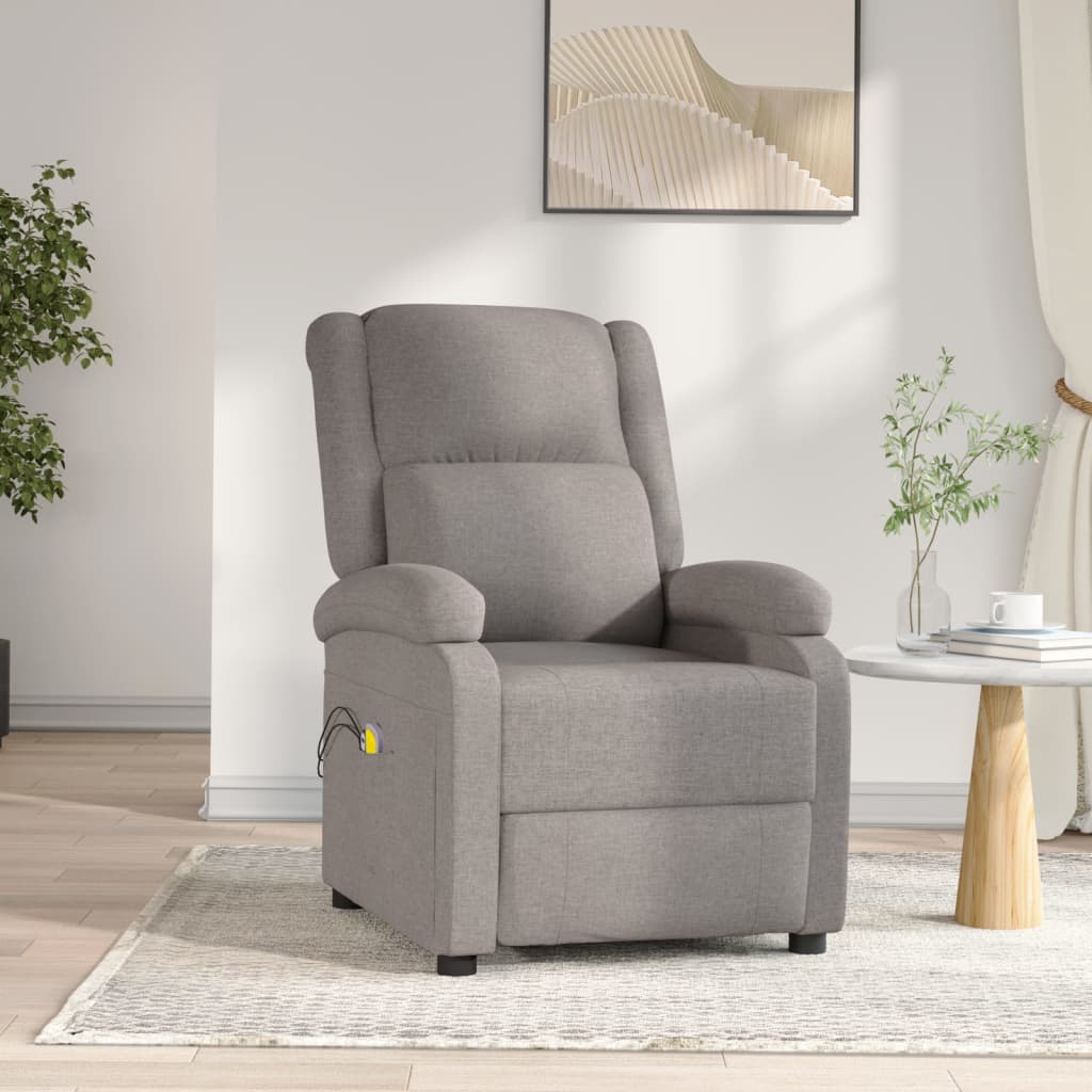 vidaXL Fotoliu de masaj electric rabatabil, gri taupe, textil