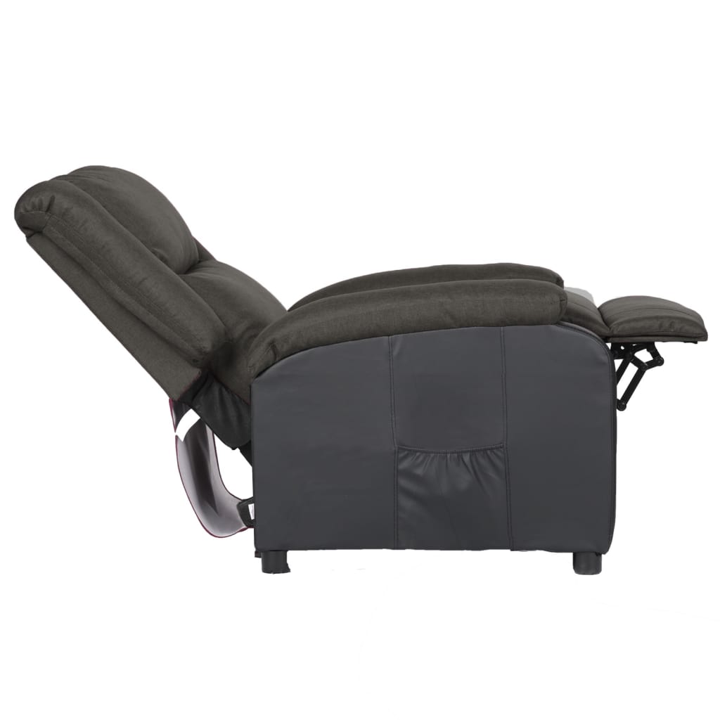 Fotoliu rabatabil electric, gri închis, piele ecologică/textil
