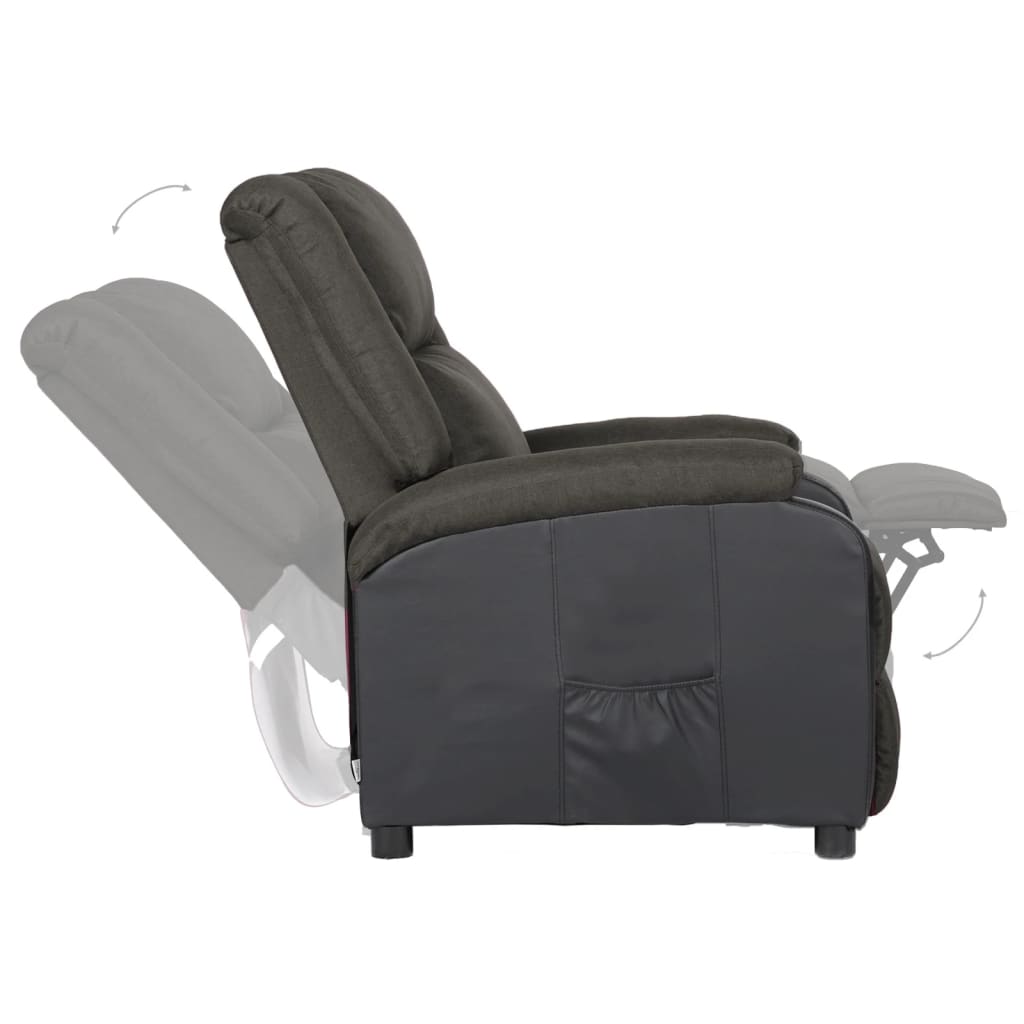 Fotoliu rabatabil electric, gri închis, piele ecologică/textil