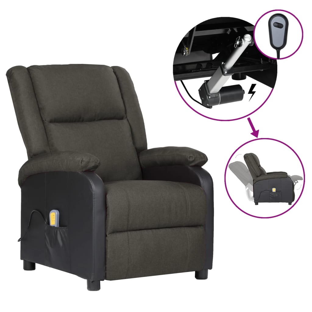 Fauteuil de massage électrique gris foncé similicuir et tissu