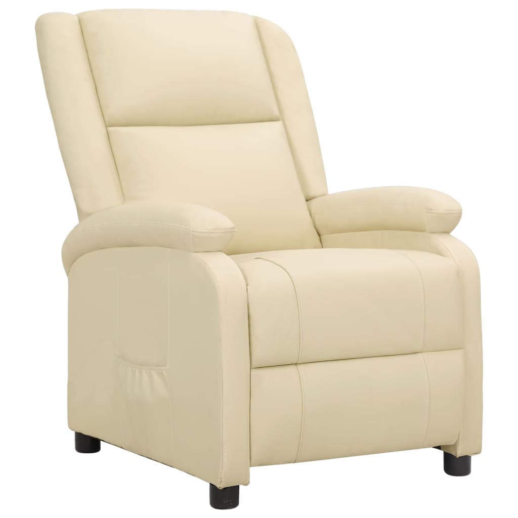 vidaXL Fauteuil inclinable électrique crème cuir véritable