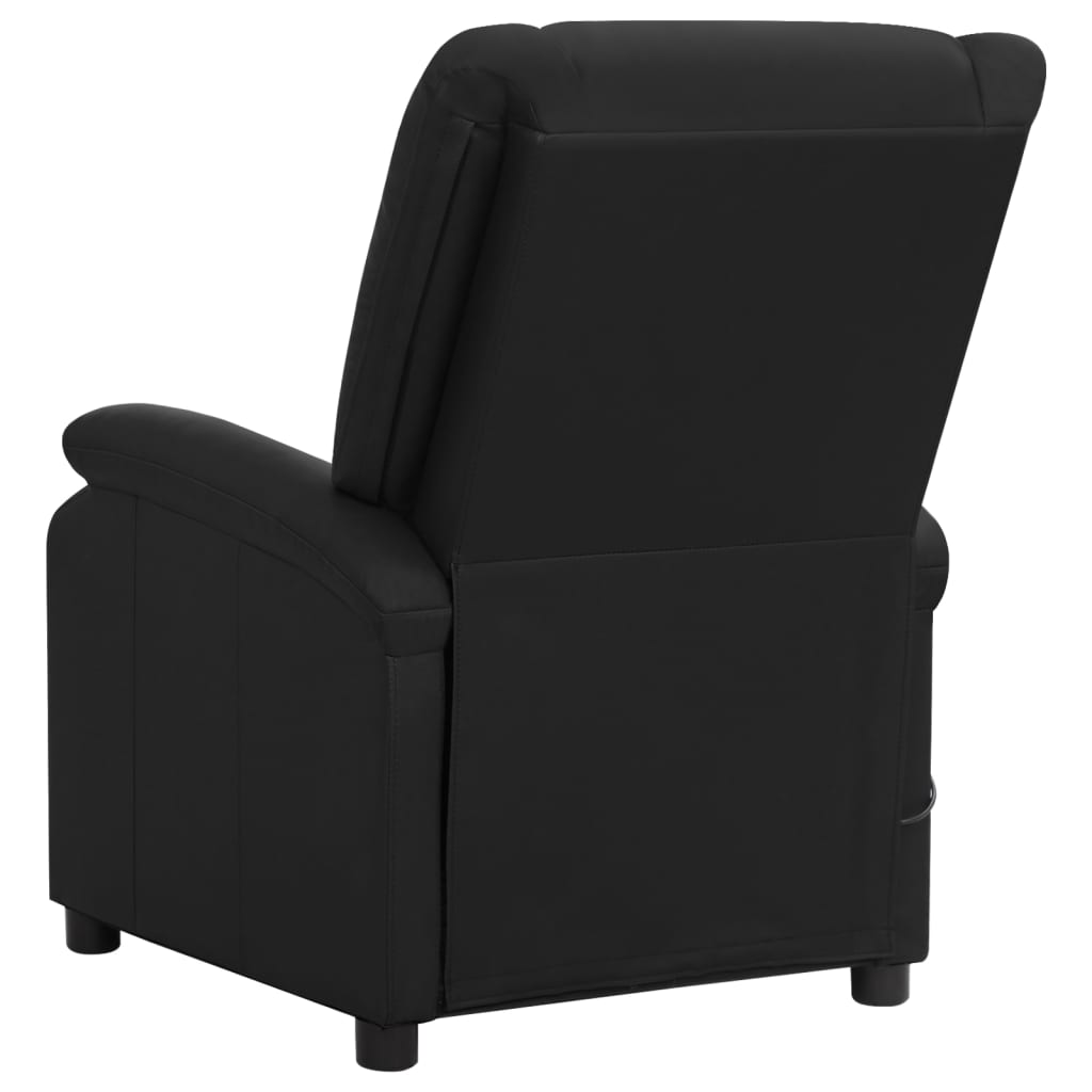 Електрически масажен наклоняем стол, черен, естествена кожа