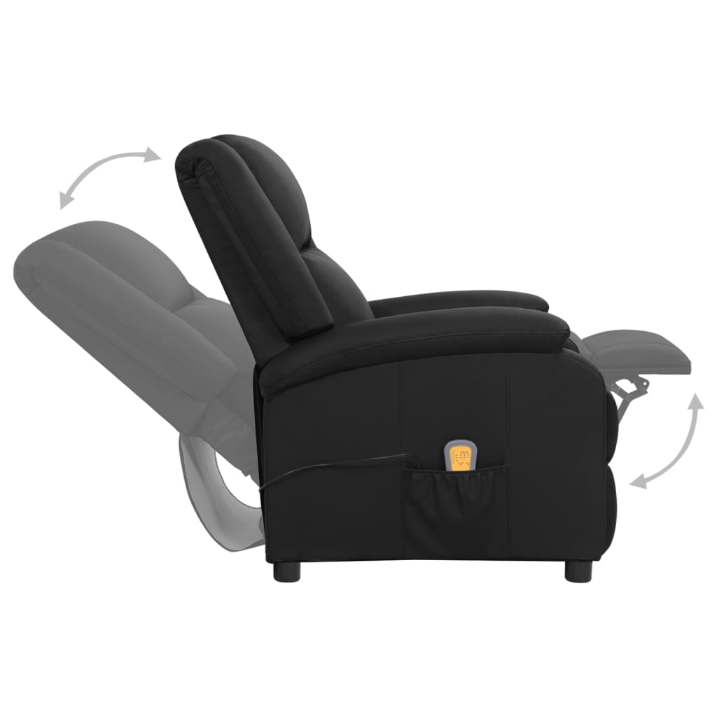 Електрически масажен наклоняем стол, черен, естествена кожа