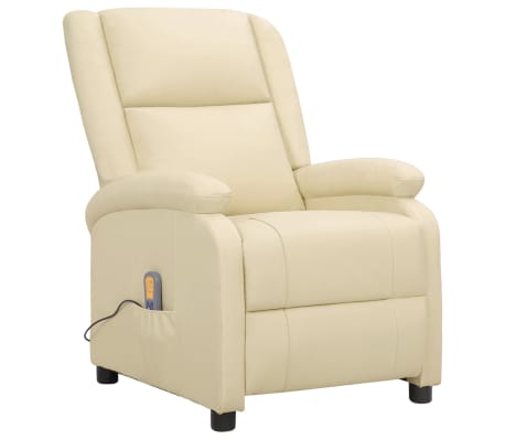 vidaXL Massagesessel Elektrisch Creme Echtleder