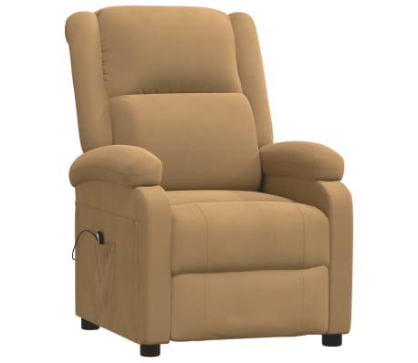 vidaXL elektrisks atpūtas krēsls, atgāžams, brūns samts