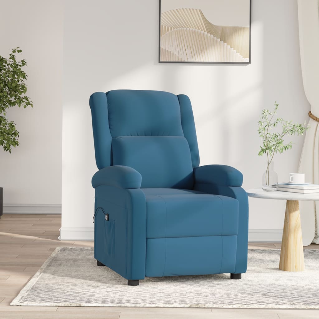 vidaXL Fotoliu rabatabil electric, albastru, catifea